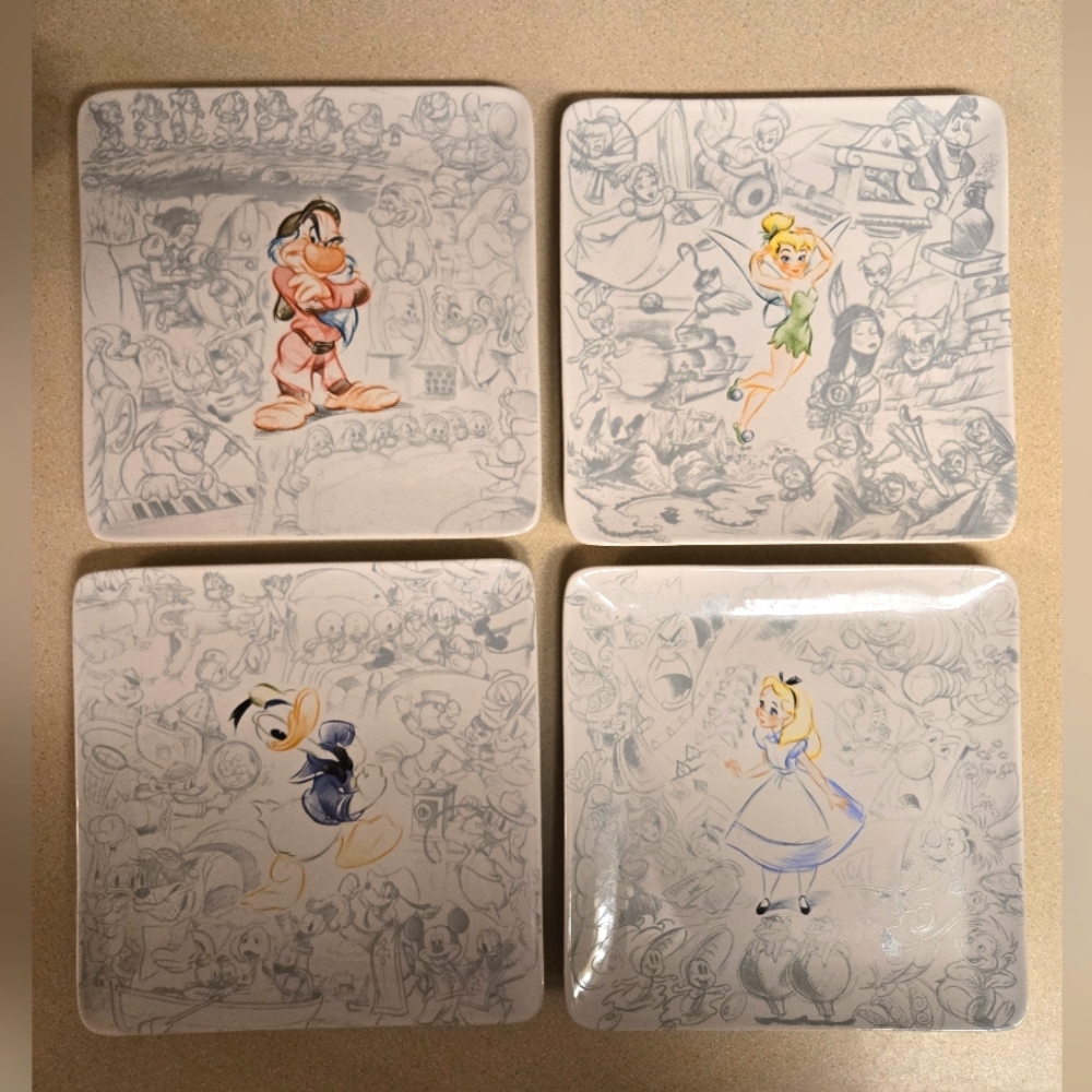 Disney Store Studio Collection Set of 4 Character Animation 8" Plates